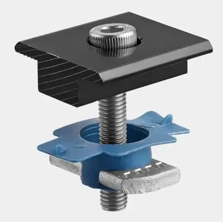 Solar Panel Mid Clamp for Standard Unistrut, Black Aluminum 30mm/35mm Solar Panel Brackets with Nuts and Bolts